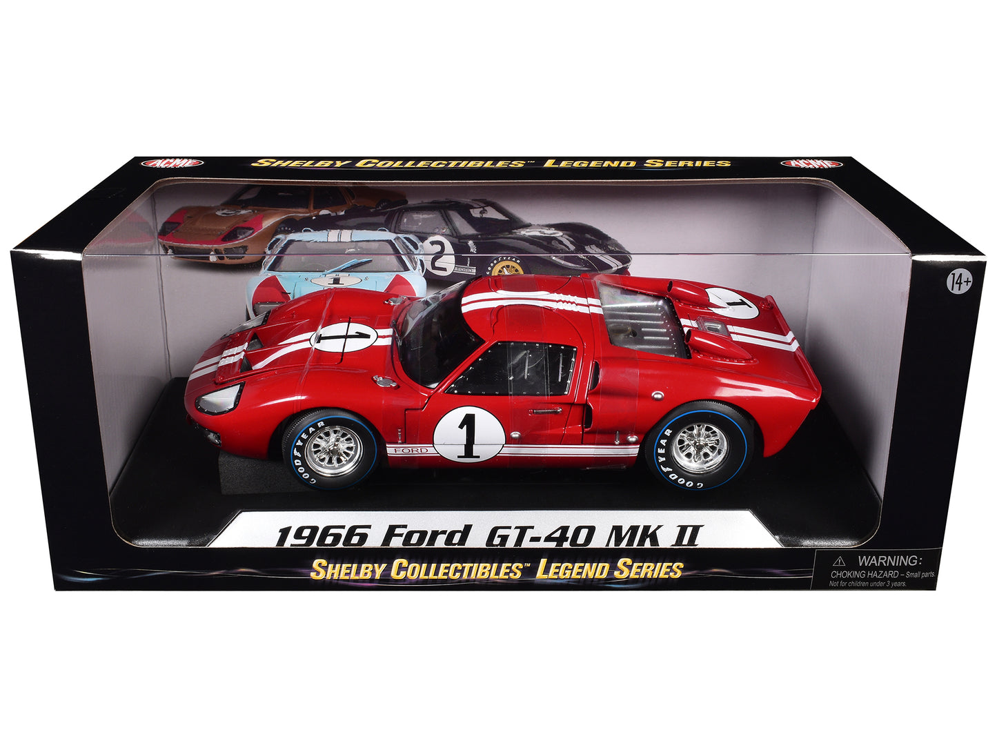 1966 Ford GT-40 MK 2 Red #1 1/18 Diecast Model Car by Shelby Collectibles