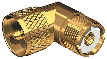 Shakespeare Right Angle PL259 Wtron To SO239 Adapter Gold Plated