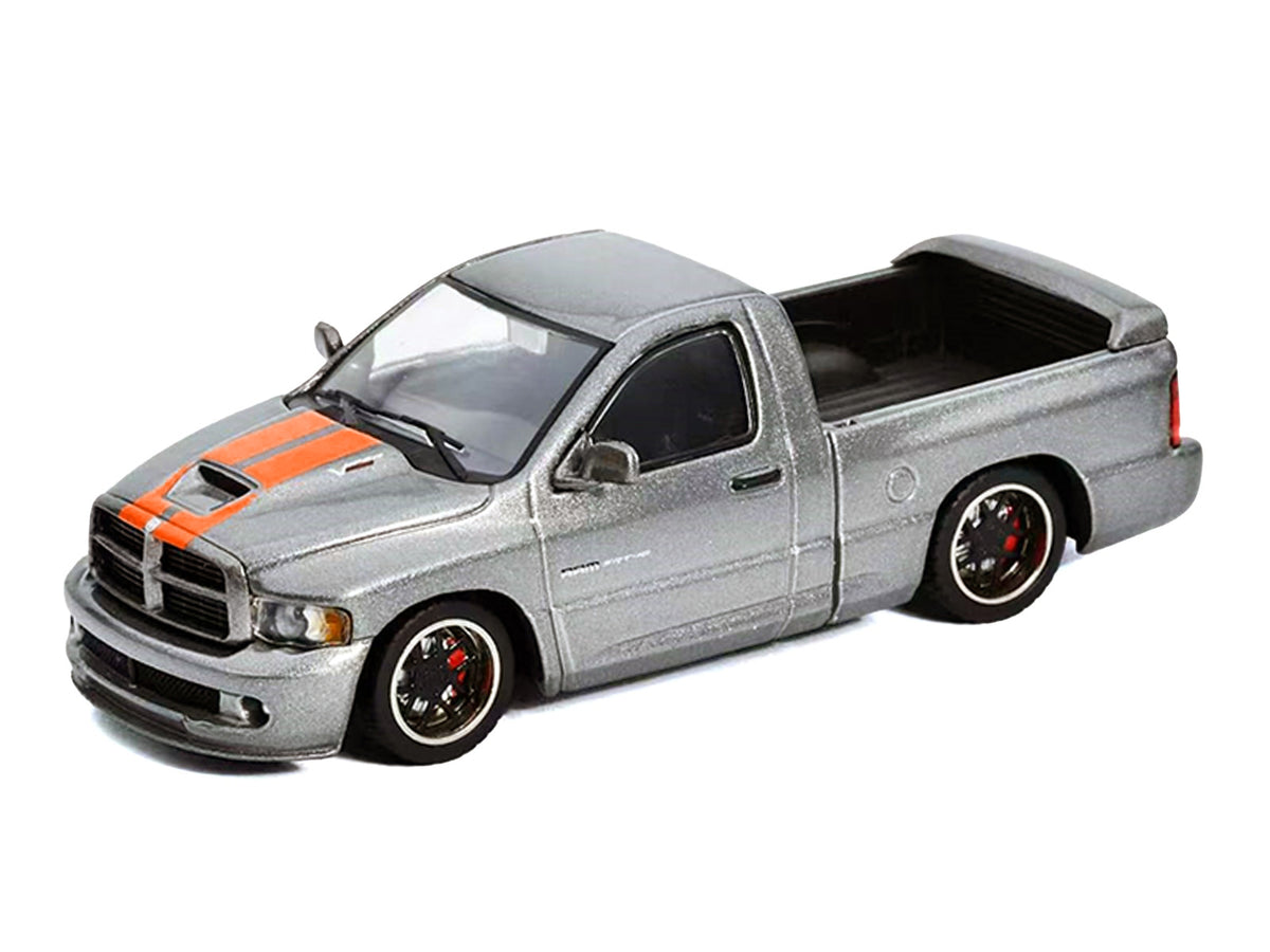 2003 Dodge Ram SRT-10 Pickup Truck Gray Metallic Orange Stripes 1/64 Diecast