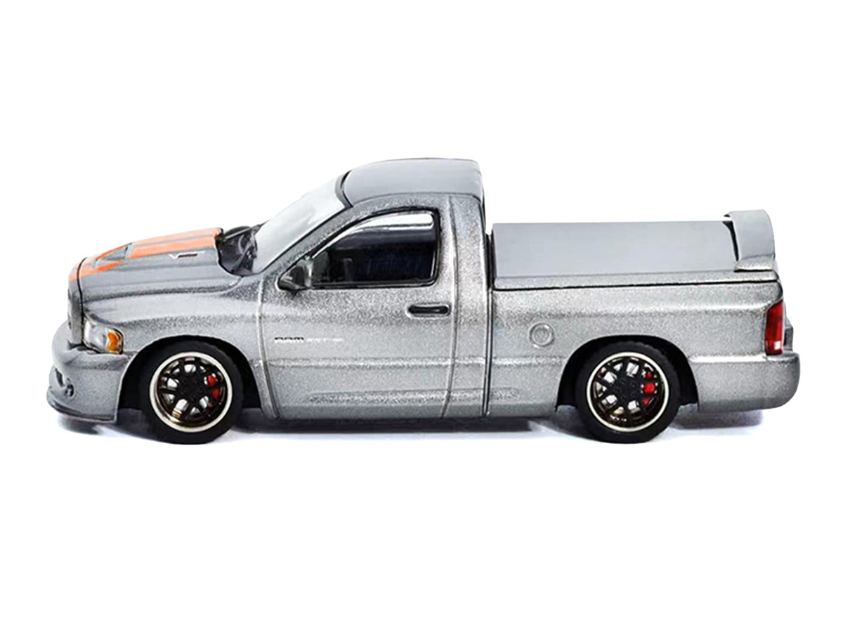 2003 Dodge Ram SRT-10 Pickup Truck Gray Metallic Orange Stripes 1/64 Diecast