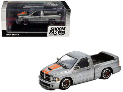 2003 Dodge Ram SRT-10 Pickup Truck Gray Metallic Orange Stripes 1/64 Diecast