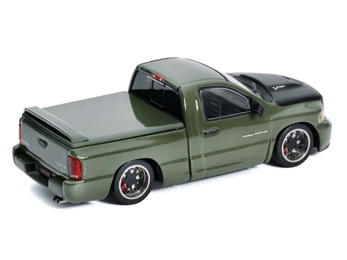 2003 Dodge Ram SRT-10 Pickup Truck Green Metallic Matt Black Hood 1/64 Diecast