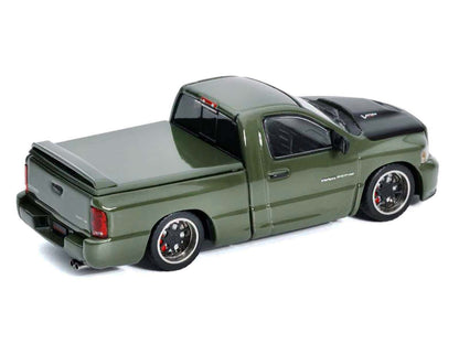 2003 Dodge Ram SRT-10 Pickup Truck Green Metallic Matt Black Hood 1/64 Diecast