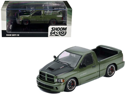 2003 Dodge Ram SRT-10 Pickup Truck Green Metallic Matt Black Hood 1/64 Diecast