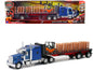 Kenworth W900 Truck Flatbed Trailer Blue Forklift 1/32 Diecast Model - New Ray