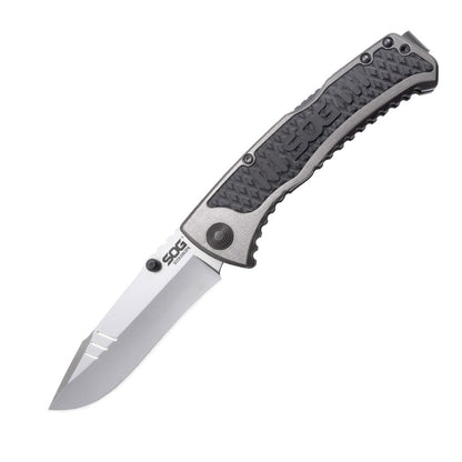 SOG Sideswipe Assisted Folding Knife 3.4" Clip Point Blade Aluminum Handles with GRN Inserts