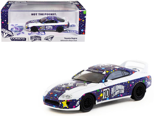 T&yota Supra RHD (Right Hand Drive) #10 "Billionaire Boys Club" Purple and White with Graphics "Hobby64" Series 1/64 T&y Diecast Model Car by Tarmac Works
