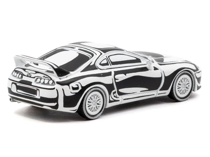 T&yota Supra "Designed by Joshua Vides" Black and White "Hobby64" Series 1/64 T&y Diecast Model Car by Tarmac Works