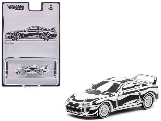 T&yota Supra "Designed by Joshua Vides" Black and White "Hobby64" Series 1/64 T&y Diecast Model Car by Tarmac Works