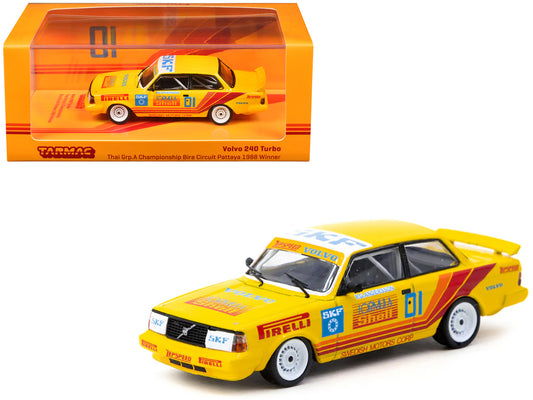 Volvo 240 Turbo #01 Per-Gunnar Andersson Winner "Thai Group A Championship Bira Circuit Pattaya" (1988) "Hobby64" Series 1/64 T&y Diecast Model Car by Tarmac Works