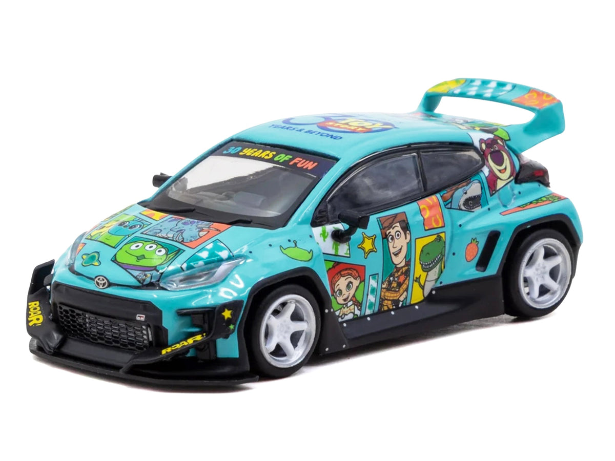 Toyota Pandem GR Yaris RHD Blue Graphics 1/64 Diecast Model Car - Tarmac Works