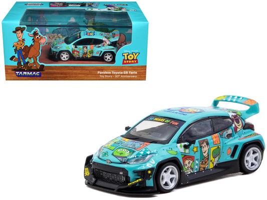 Toyota Pandem GR Yaris RHD Blue Graphics 1/64 Diecast Model Car - Tarmac Works