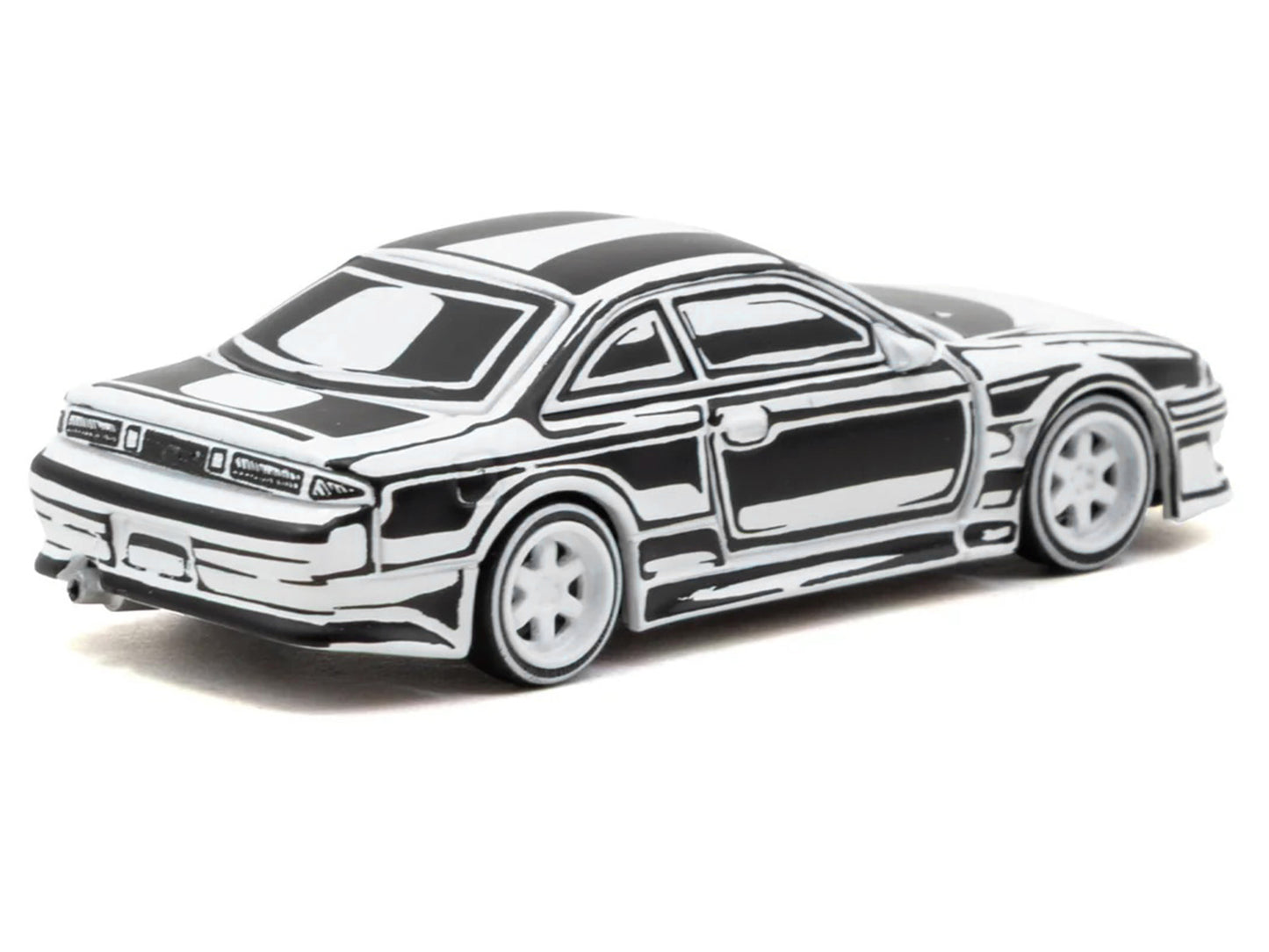 VERTEX Silvia (S14) "Designed by Joshua Vides" Black and White "Global64" Series 1/64 T&y Diecast Model Car by Tarmac Works
