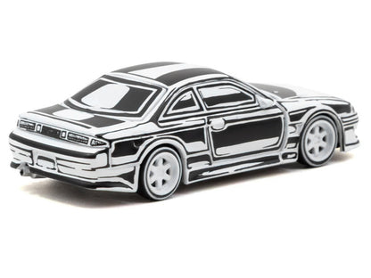 VERTEX Silvia (S14) "Designed by Joshua Vides" Black and White "Global64" Series 1/64 T&y Diecast Model Car by Tarmac Works