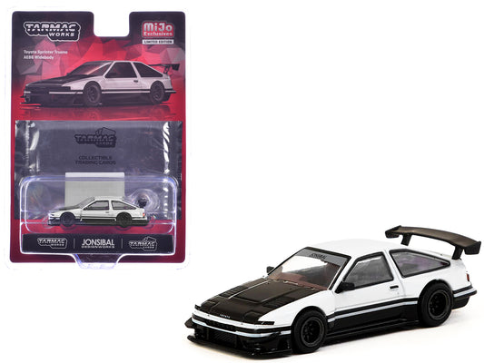 T&yota Sprinter Trueno AE86 Widebody RHD (Right Hand Drive) White and Black with Tarmac Cards "Global64" Series 1/64 T&y Diecast Model by Tarmac Works