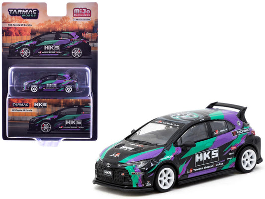 T&yota GR Corolla RHD (Right Hand Drive) "HKS" Black with Graphics "Global64" Series 1/64 T&y Diecast Model by Tarmac Works