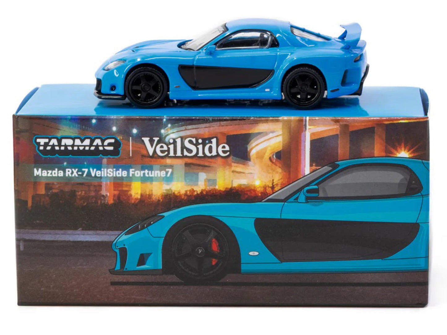 Mazda RX-7 "VeilSide Fortune7" RHD (Right Hand Drive) Blue "Global64" Series 1/64 T&y Diecast Model Car by Tarmac Works