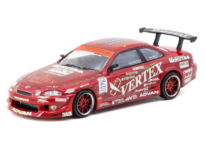 T&yota VERTEX Ridge TE3005 Soarer RHD (Right Hand Drive) Red Metallic with Graphics and Tarmac Cards "Global64" Series 1/64 T&y Diecast Model Car by Tarmac Works