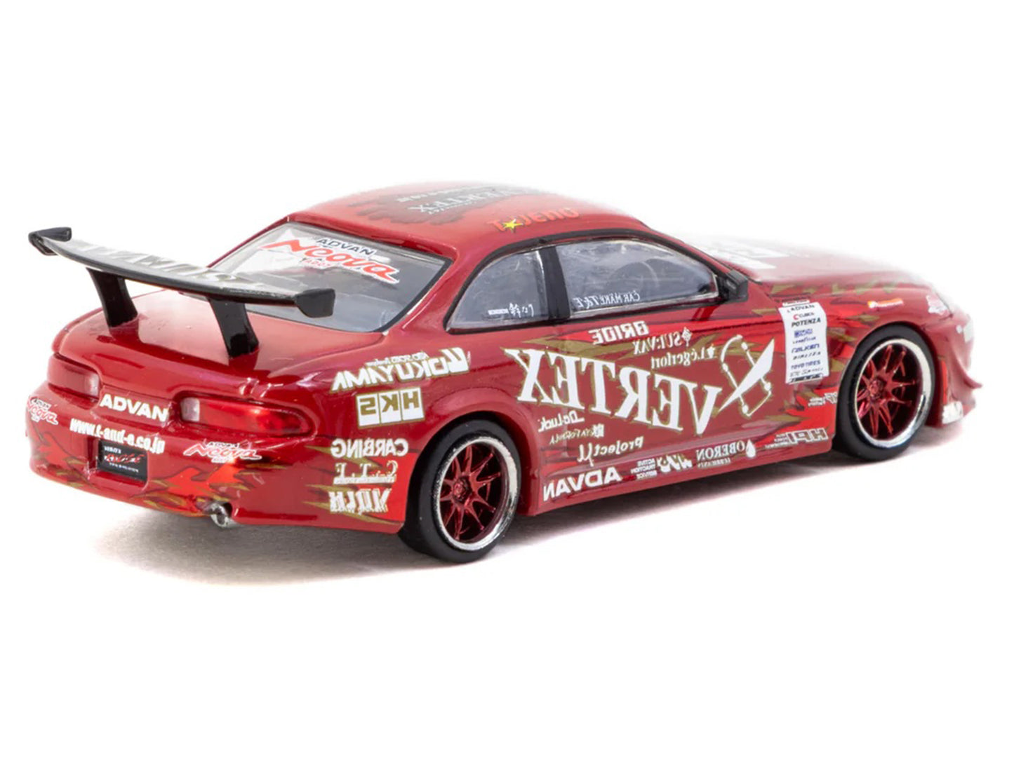 T&yota VERTEX Ridge TE3005 Soarer RHD (Right Hand Drive) Red Metallic with Graphics and Tarmac Cards "Global64" Series 1/64 T&y Diecast Model Car by Tarmac Works