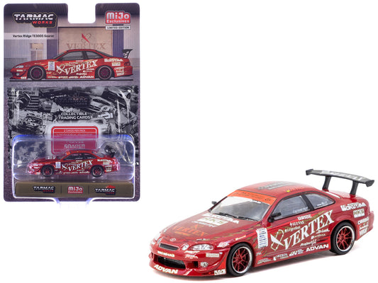 T&yota VERTEX Ridge TE3005 Soarer RHD (Right Hand Drive) Red Metallic with Graphics and Tarmac Cards "Global64" Series 1/64 T&y Diecast Model Car by Tarmac Works