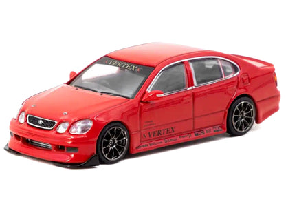 Toyota Vertex Aristo JZS161 RHD (Right Hand Drive) Red with Tarmac Cards "Global64" Series 1/64 Diecast Model Car by Tarmac Works
