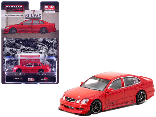 T&yota Vertex Aristo JZS161 RHD (Right Hand Drive) Red with Tarmac Cards "Global64" Series 1/64 T&y Diecast Model Car by Tarmac Works