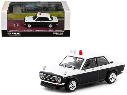 Datsun 510 "Japanese Police" Black and White "Road64" Series 1/64 T&y Diecast Model Car by Tarmac Works