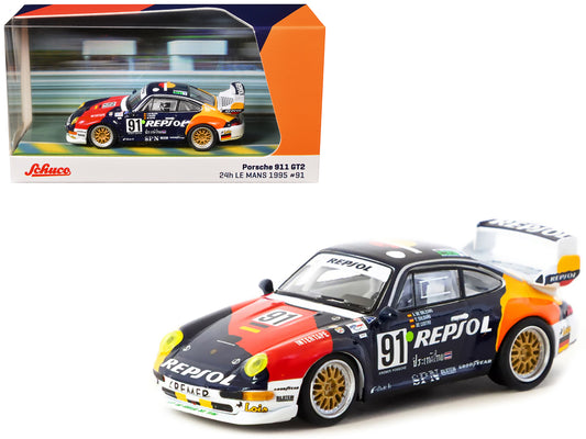 Porsche 911 GT2 #91 Tomas Saldana - Miguel Angel de Castro - Prince Alfonso de Orleans-Borbon "Kremer Racing - Repsol" "24 Hours of Le Mans" (1995) "Collab64" Series 1/64 T&y Diecast Model Car by Schuco & Tarmac Works