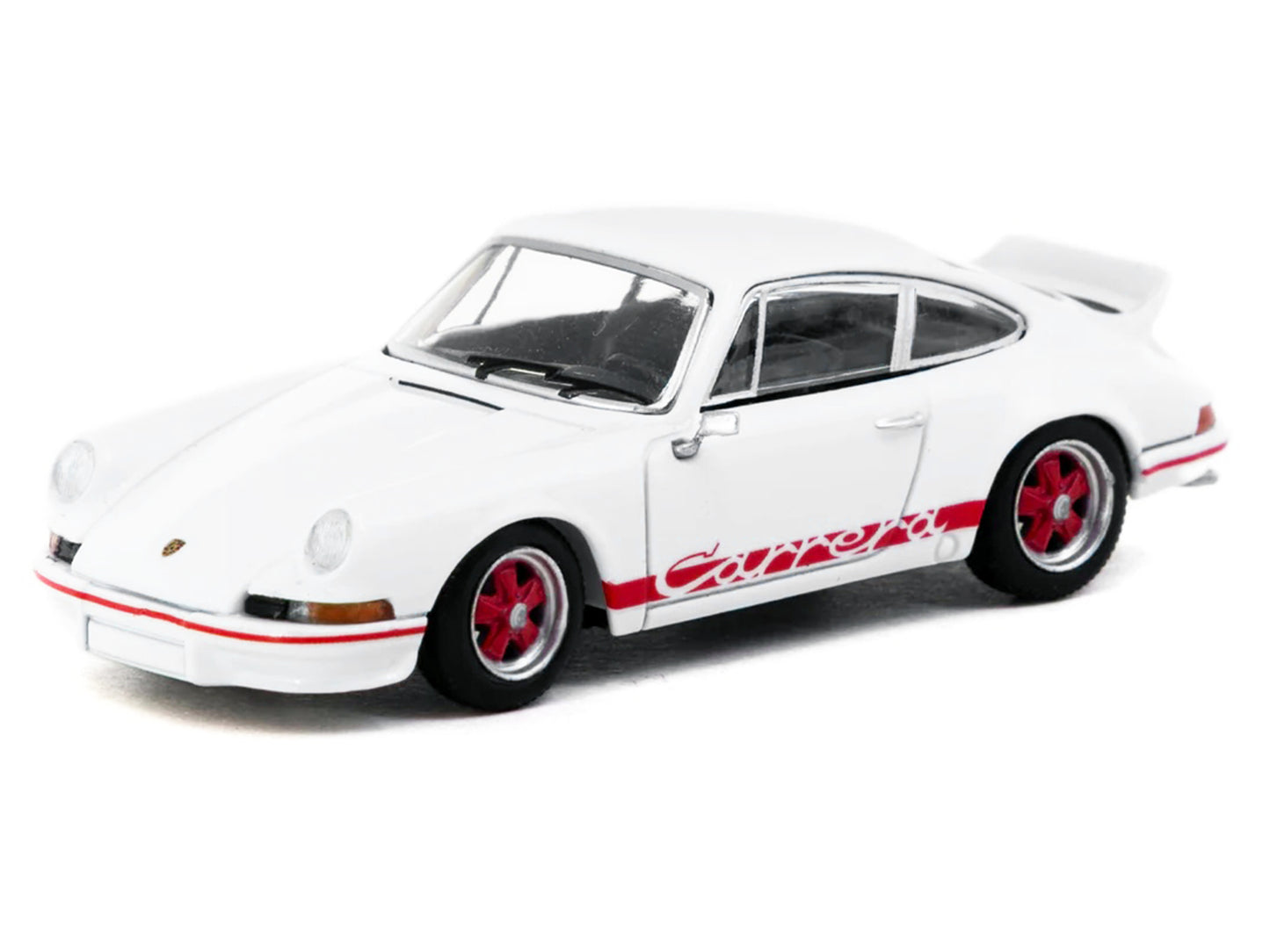 Porsche 911 Carrera RS 2.7 Lightweight White with Red Stripes "Collab64" Series 1/64 T&y Diecast Model Car by Schuco & Tarmac Works