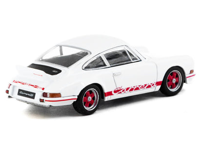 Porsche 911 Carrera RS 2.7 Lightweight White with Red Stripes "Collab64" Series 1/64 T&y Diecast Model Car by Schuco & Tarmac Works
