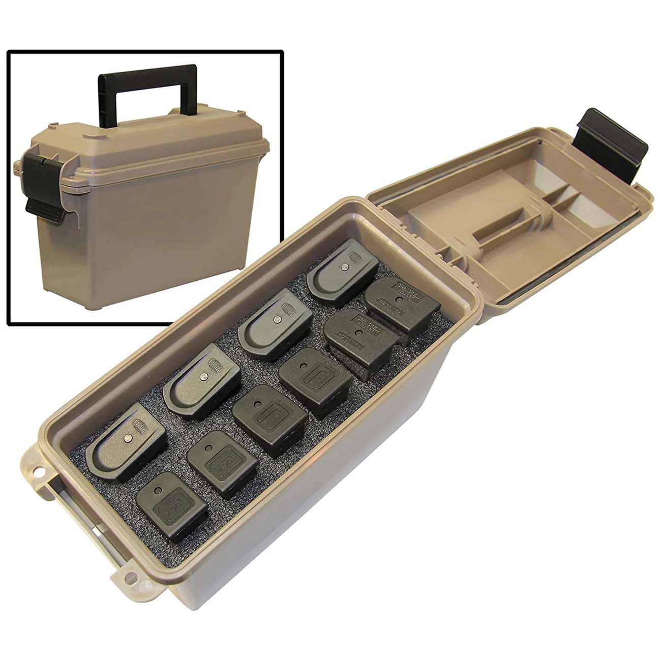 MTM Tactical Mag Can -for 10 Double Stacked Handgun Mags Dark Earth