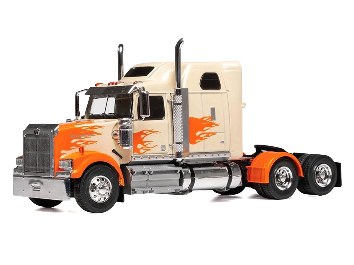 2000 Western Star 4900 Truck Tractor Cream with Orange Flames 1/43 Diecast