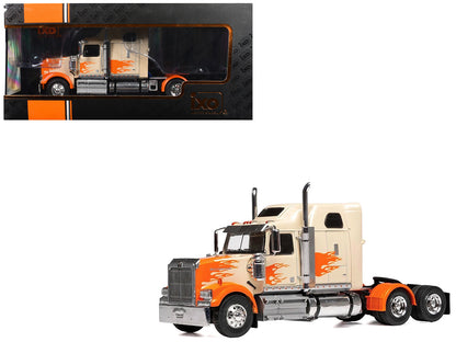 2000 Western Star 4900 Truck Tractor Cream with Orange Flames 1/43 Diecast