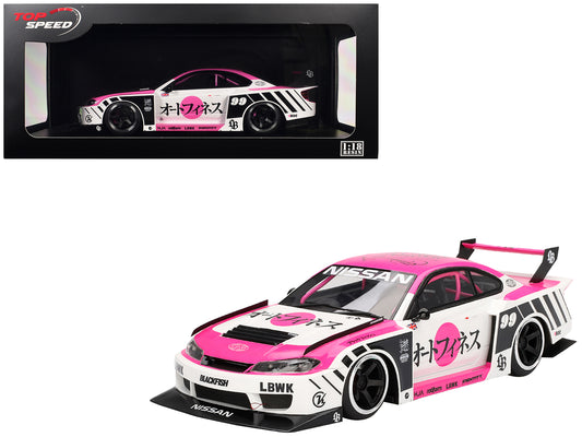 Nissan "LB-Super Silhouette" S15 SILVIA RHD (Right Hand Drive) #99 "Auto Finesse - SEMA 2023" White and Pink 1/18 Model Car by Top Speed T&y