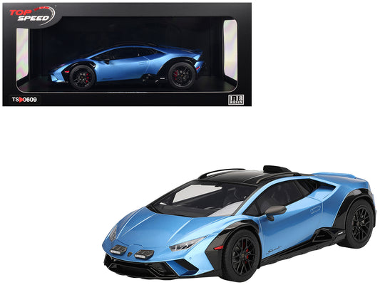 Lamborghini Huracan Sterrato Blu Aegir Blue Metallic with Matt Black Top 1/18 Model Car by Top Speed T&y