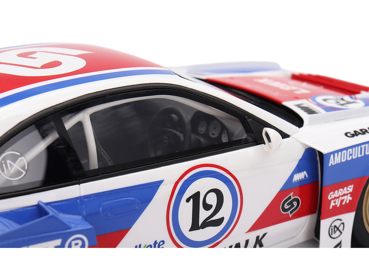Nissan "LB-Super Silhouette" S15 SILVIA RHD (Right Hand Drive) #12 "GARASIDRIFT" White with Red and Blue Graphics 1/18 Model Car by Top Speed