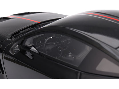 Ford Mustang GTD Shadow Black with Red Stripe 1/18 Model Car by Top Speed