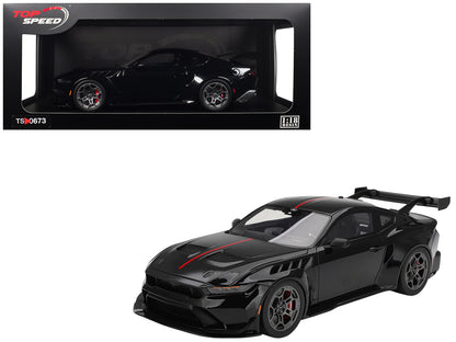 Ford Mustang GTD Shadow Black with Red Stripe 1/18 Model Car by Top Speed