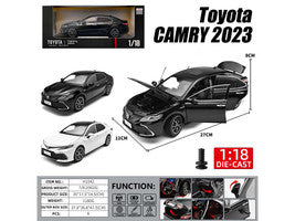 2023 T&yota Camry Hybrid White Metallic with Black Top 1/18 T&y Diecast Model Car by Heimanba