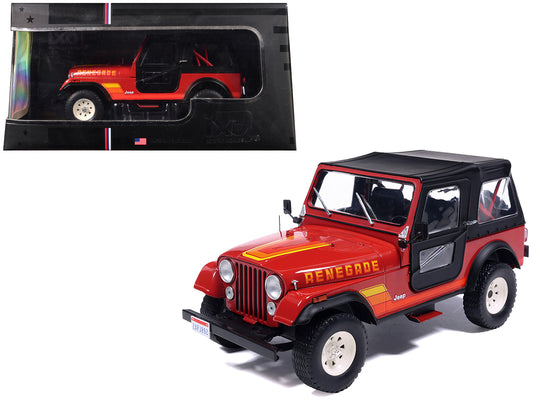 1983 Jeep Renegade Red with Stripes and Black Top 1/24 T&y Diecast Model by IXO Models