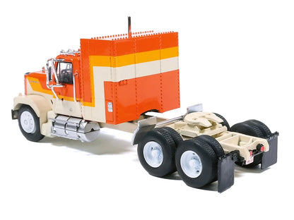 1980 GMC General Truck Tractor Orange with Stripes 1/64 Diecast by IXO Models