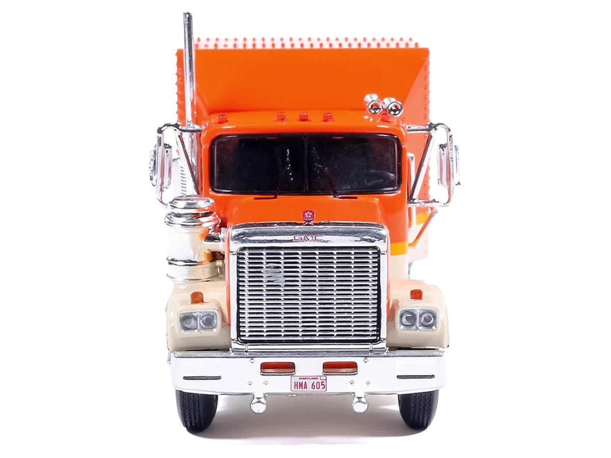1980 GMC General Truck Tractor Orange with Stripes 1/64 Diecast by IXO Models