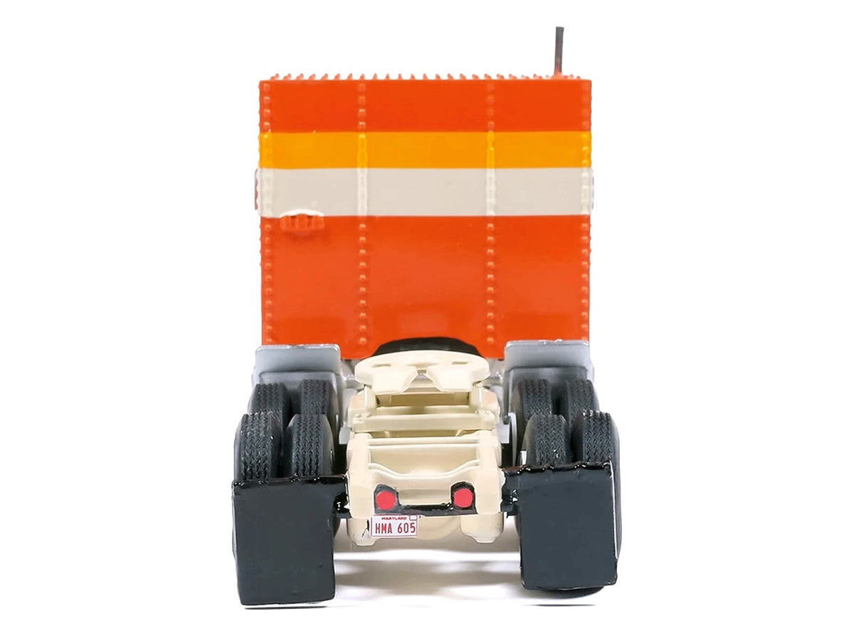 1980 GMC General Truck Tractor Orange with Stripes 1/64 Diecast by IXO Models