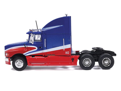 1990 Ford Aeromax Truck Tractor Blue Metallic and Red White Stripes 1/64 Diecast