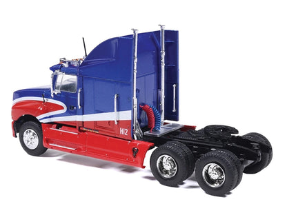 1990 Ford Aeromax Truck Tractor Blue Metallic and Red White Stripes 1/64 Diecast