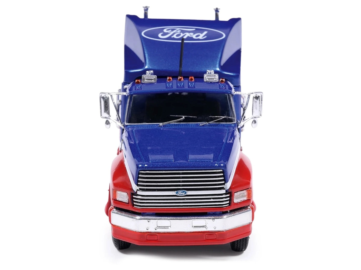 1990 Ford Aeromax Truck Tractor Blue Metallic and Red White Stripes 1/64 Diecast