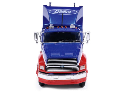 1990 Ford Aeromax Truck Tractor Blue Metallic and Red White Stripes 1/64 Diecast