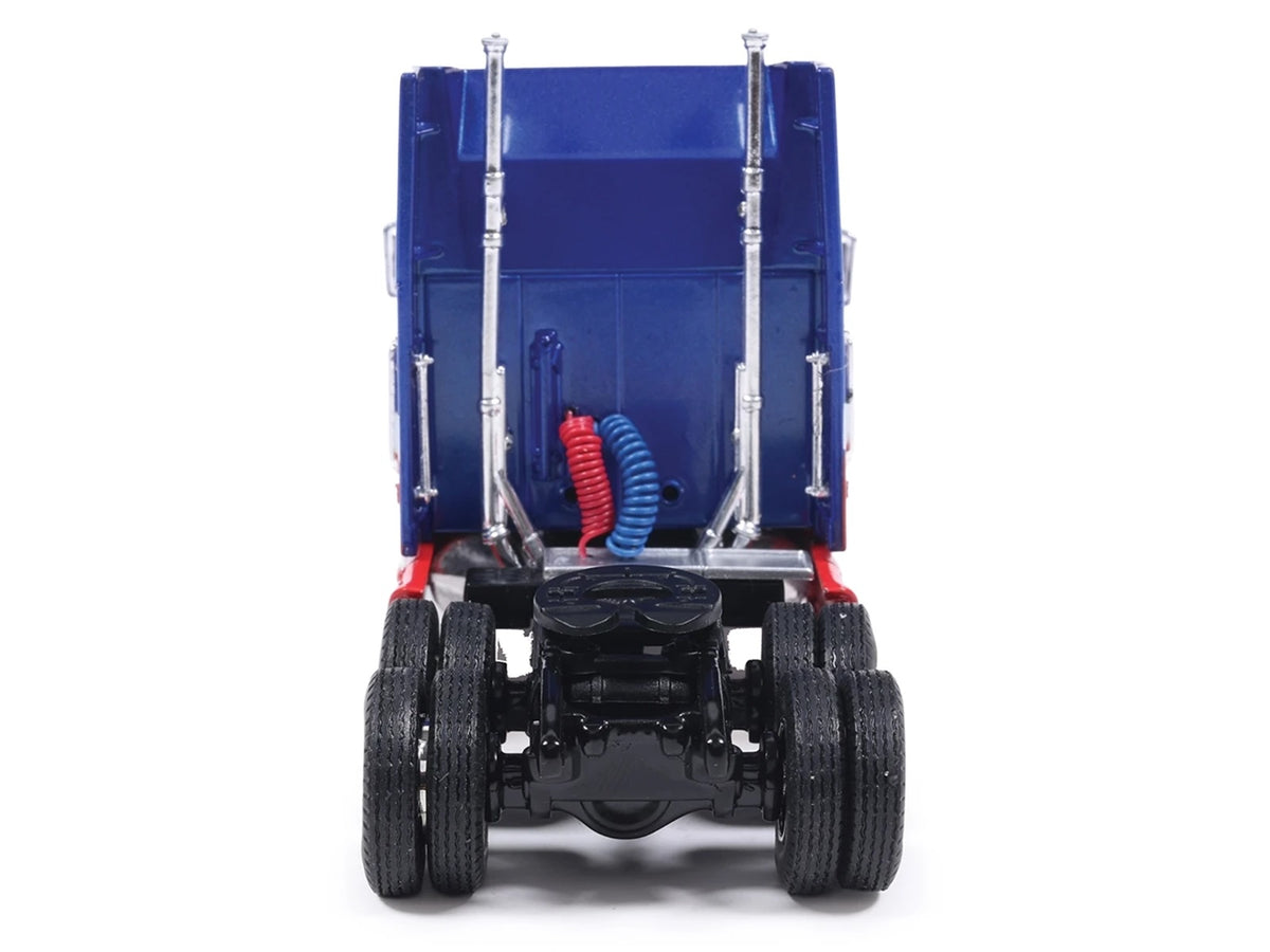 1990 Ford Aeromax Truck Tractor Blue Metallic and Red White Stripes 1/64 Diecast