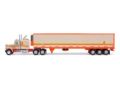 1973 Peterbilt 359 Truck Tractor Sleeper Cab Orange Yellow Stripes Refrigerate