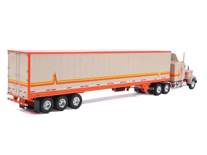 1973 Peterbilt 359 Truck Tractor Sleeper Cab Orange Yellow Stripes Refrigerate